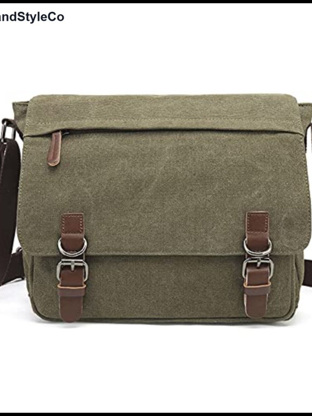 Sechunk Washed Canvas PU Leather Messenger Bag Fits 15.6" Laptop Crossbody